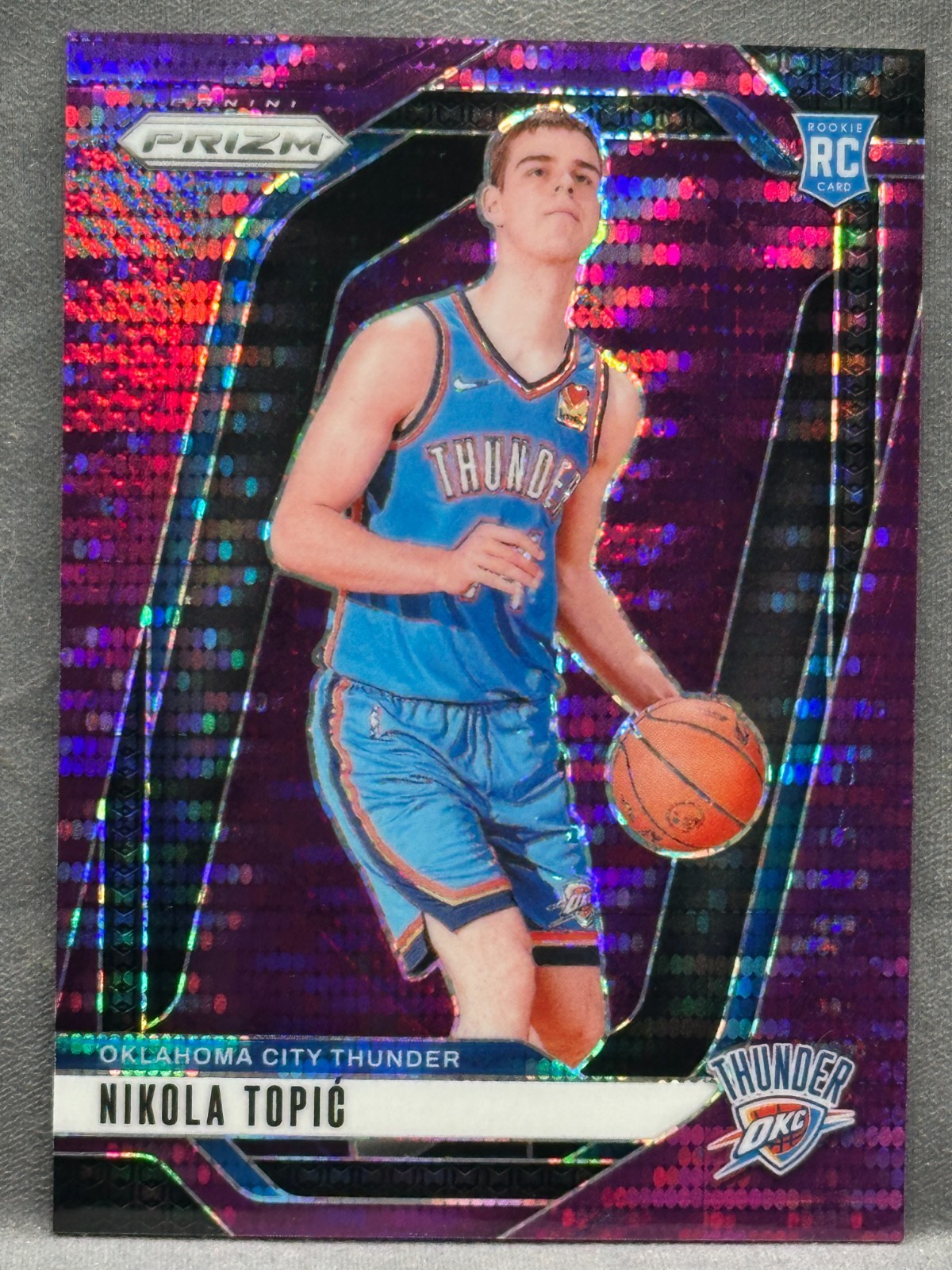 2024-25 Panini Prizm #230 Purple Pulsar Nikola Topic 34/35 Rookie RC Thunder