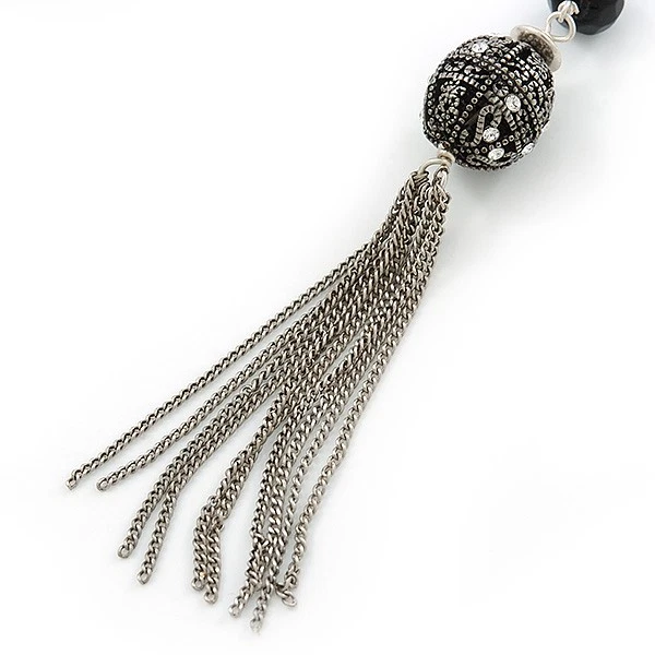Vintage Inspired Crystal, Filigree, Tassel Drop Earrings With Leverback Closure - Image 4 of 4
