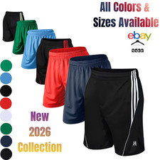 Men’s Gym Shorts Quick Dry Workout Running Training Football with Mesh Lining