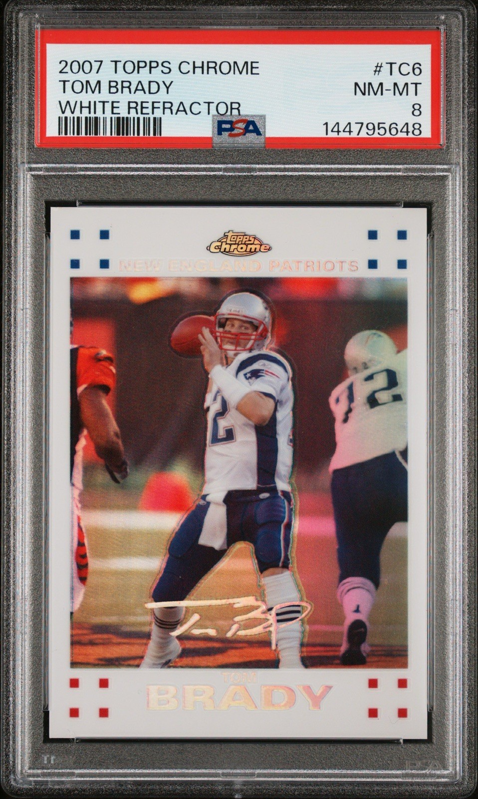 2007 Topps Chrome Tom Brady White Refractor # 055/869 PATRIOTS RARE  PSA 8