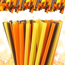 150 Pcs Thanksgiving Fall Plastic Drinking Straws Disposable Orange Yellow Brown