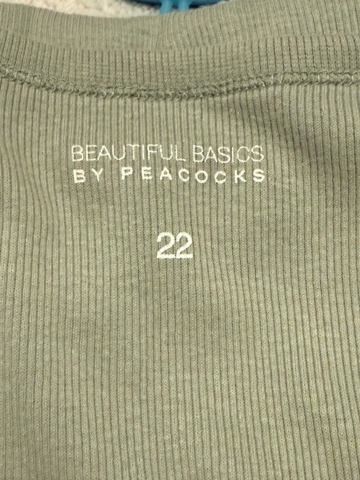 Peacocks Olive Ribbed Tank Top | Size 22 | Soft Luxe Minimalist Everyday Layer - Image 3 of 3
