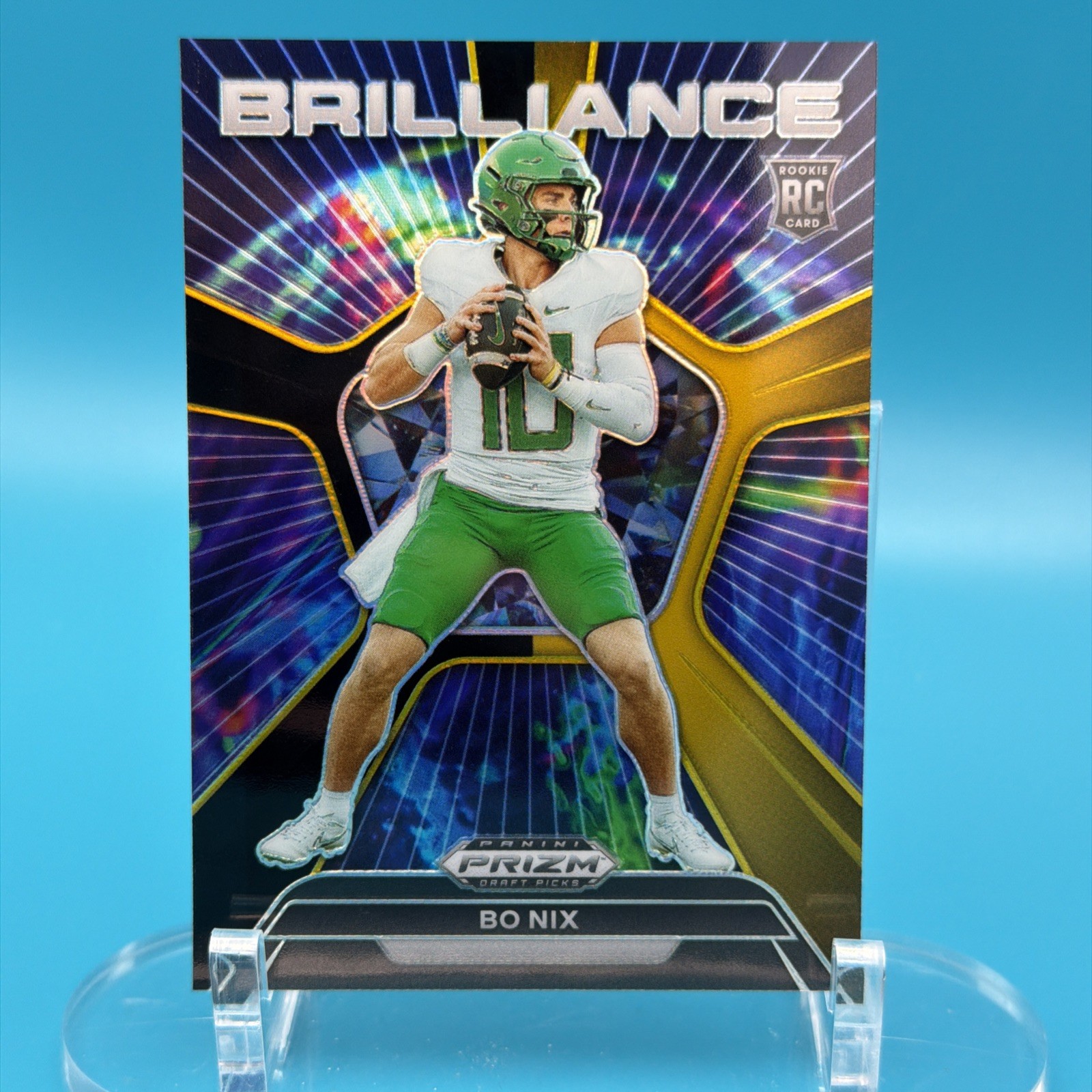 Bo Nix 2024 Panini Prizm Draft Picks - Brilliance #BR-BN Black/Gold Prizm /5