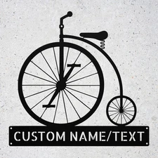 Personalized Penny Farthing Bicycle Metal Art: Vintage Decor, Gift for Cyclists