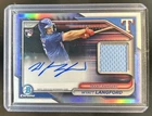 2024 Bowman Chrome Wyatt Langford Auto Relics RC Jersey Rookie #/150 Rangers