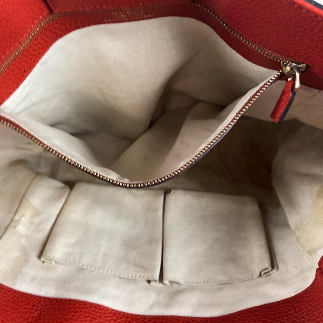 GUCCI Red Leather Swing Tote Bag Women Authentic Used thumbnail 8