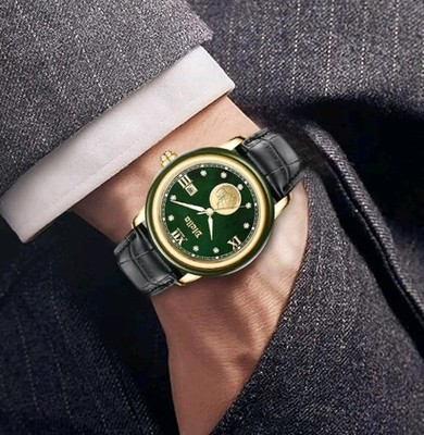 Diella Watches for Men, Dial Inlaid with Jade and Swarovski Rhinestones