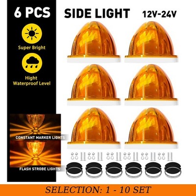 6-60x LED Watermelon Light Side Marker Top Cab Clearance Turn Signal Amber Lamp