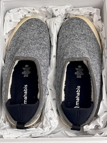 Mahabis Classic Slippers Gray EU 36 Wool Shearling Lining With Box
