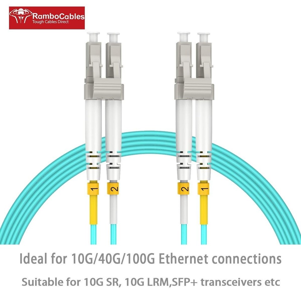 OM4 LC to LC Fiber Optic Patch Cable Multimode Duplex Aqua 50/125 30M ...