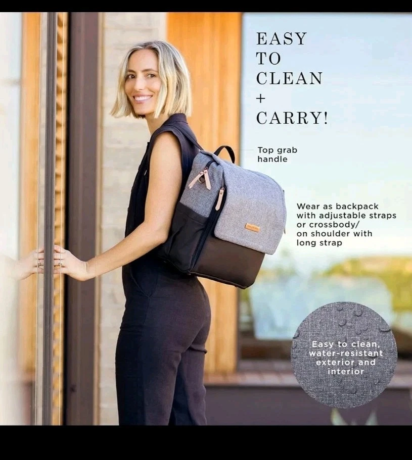 Petunia Pickle Bottom Boxy Diaper Backpack Or Shoulder Bag Black Charcoal Grey
