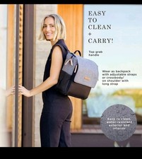 Petunia Pickle Bottom Boxy Diaper Backpack Or Shoulder Bag Black Charcoal Grey