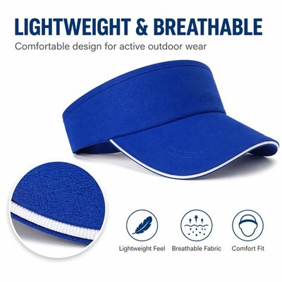 Sonnenblendenkappe mit Schirm, verstellbarer Riemen - Sommer, Sport, Golf, Tennis Baumwolle