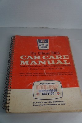 1968 Car Care Manual Sunray DX MAnual Book Lubrication Sun Oil Co.