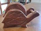 Vintage 7 Piece Hand Carved Wood Turtle Coaster Set, Souvenir  — photo 3