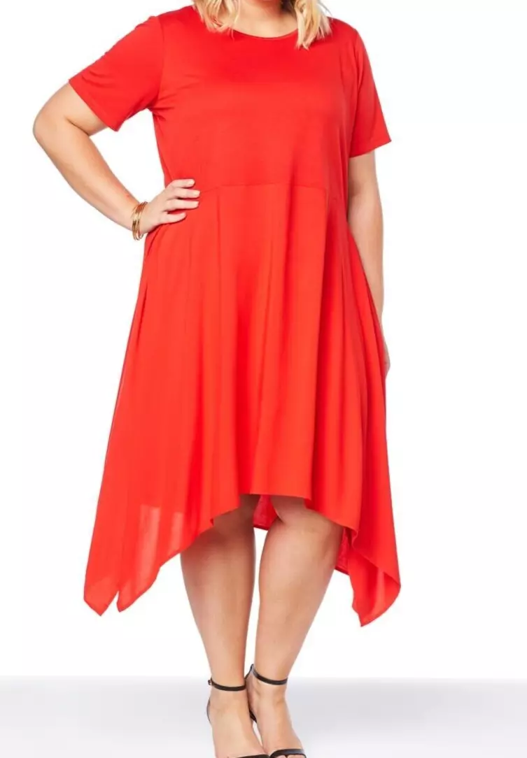 size medium DG2 by Diane Gilman Sharkbite Hem Combo Dress new