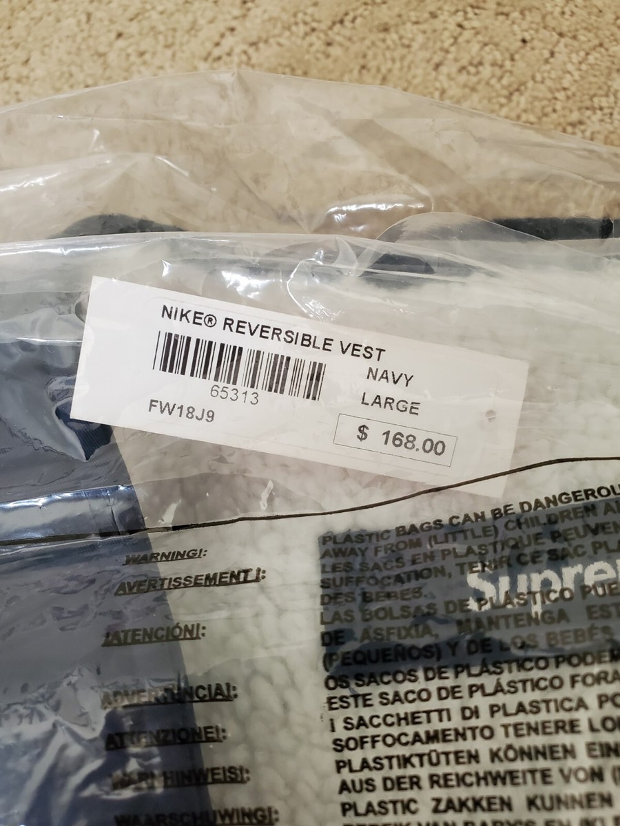 Nike x Supreme Reversible Nylon Sherpa Vest - L Large - Navy Nike x Supreme Reversible Nylon Sherpa Vest - L Large - Navy