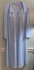 Vanity Fair Blue NYLON Button Down Pocket 3/4 Sleeve Nightgown Robe XL USA
