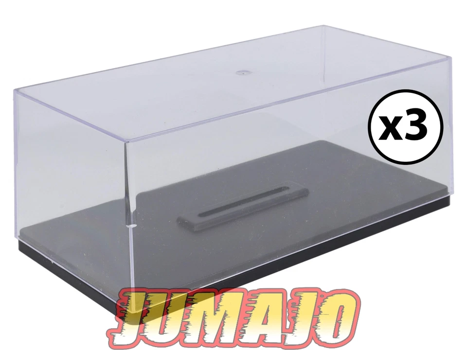 BTE10 Boîtes vitrines 1/24 basse : Lot de 3 boîtes avec socles taille base 11 x