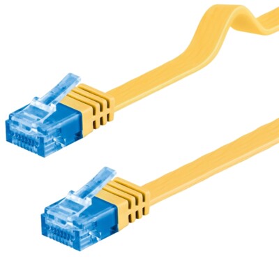 Patchkabel gelb 20m flach U/UTP CAT6a DSL-/Netzwerk Ethernet-Kabel 500MHz RJ45
