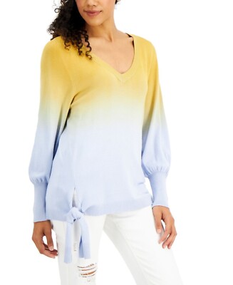 Willow Drive Dip-Dye Tie-Hem Top, Yellow, Sz. XL-damaged