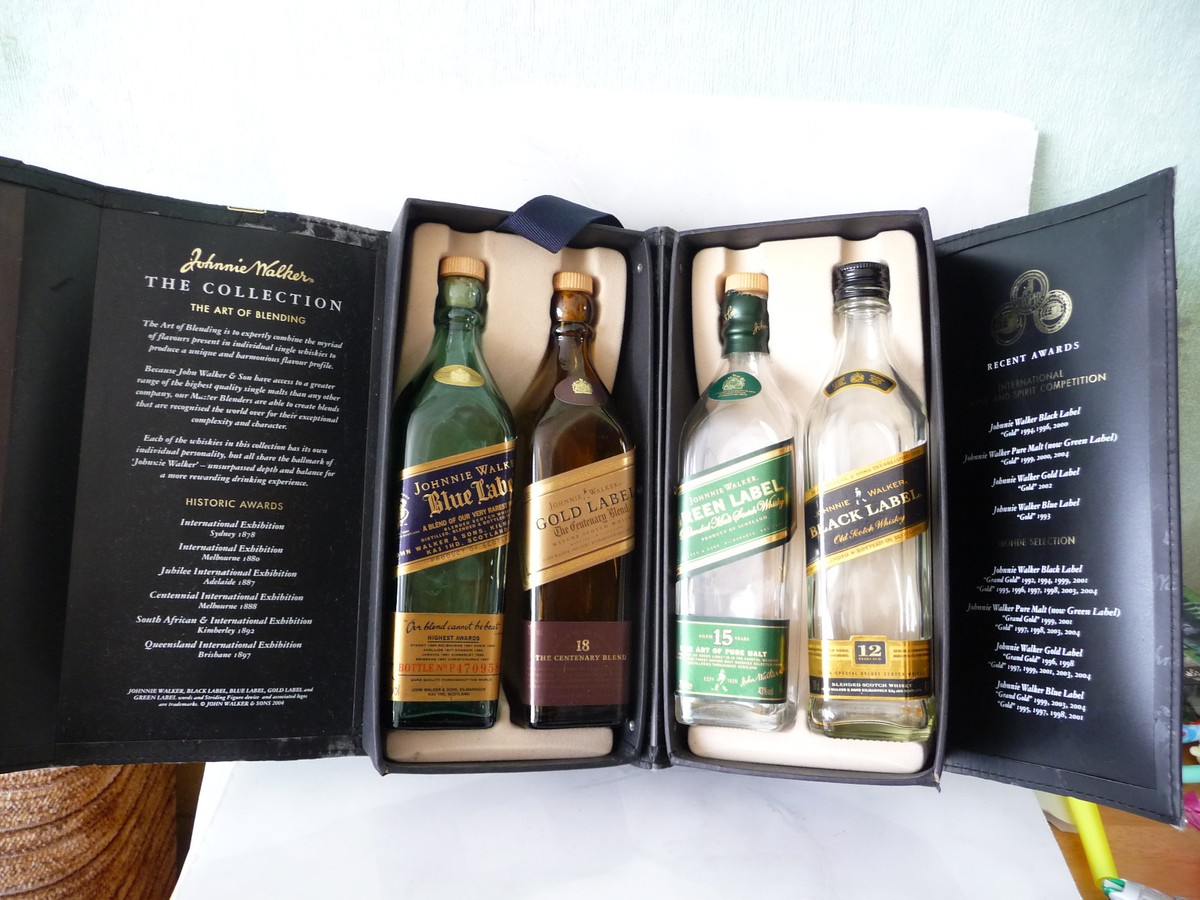 The Collection Johnnie Walker Blue Green Gold Black Label 4x The Collection Johnnie Walker Blue Green Gold Black Label 4x