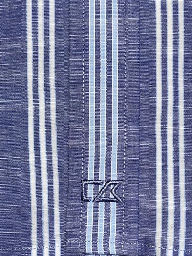 Cutter & Buck Men's Button down Shirt Blue Striped Short Sleeve Multi Size Large