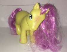 My Little Pony MERRIWEATHER Umbrella Rain Yellow Pink Sparkle 2005 GUC