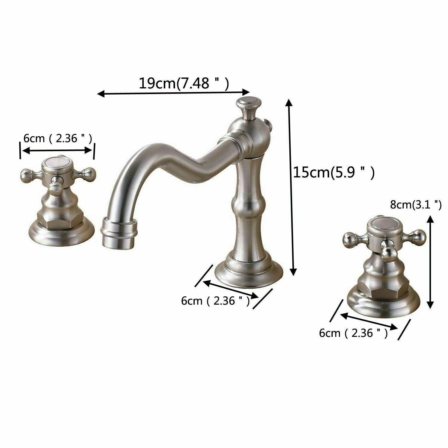 Widespread Bathroom Vanity Sink Faucet 3Hole 2 Cross Handle Waterfall