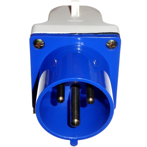 32 Amp Appliance Inlet 3 Pin 230V Blue IP44 Surface Mount Plug 32 A 2P+E - Picture 2 of 7