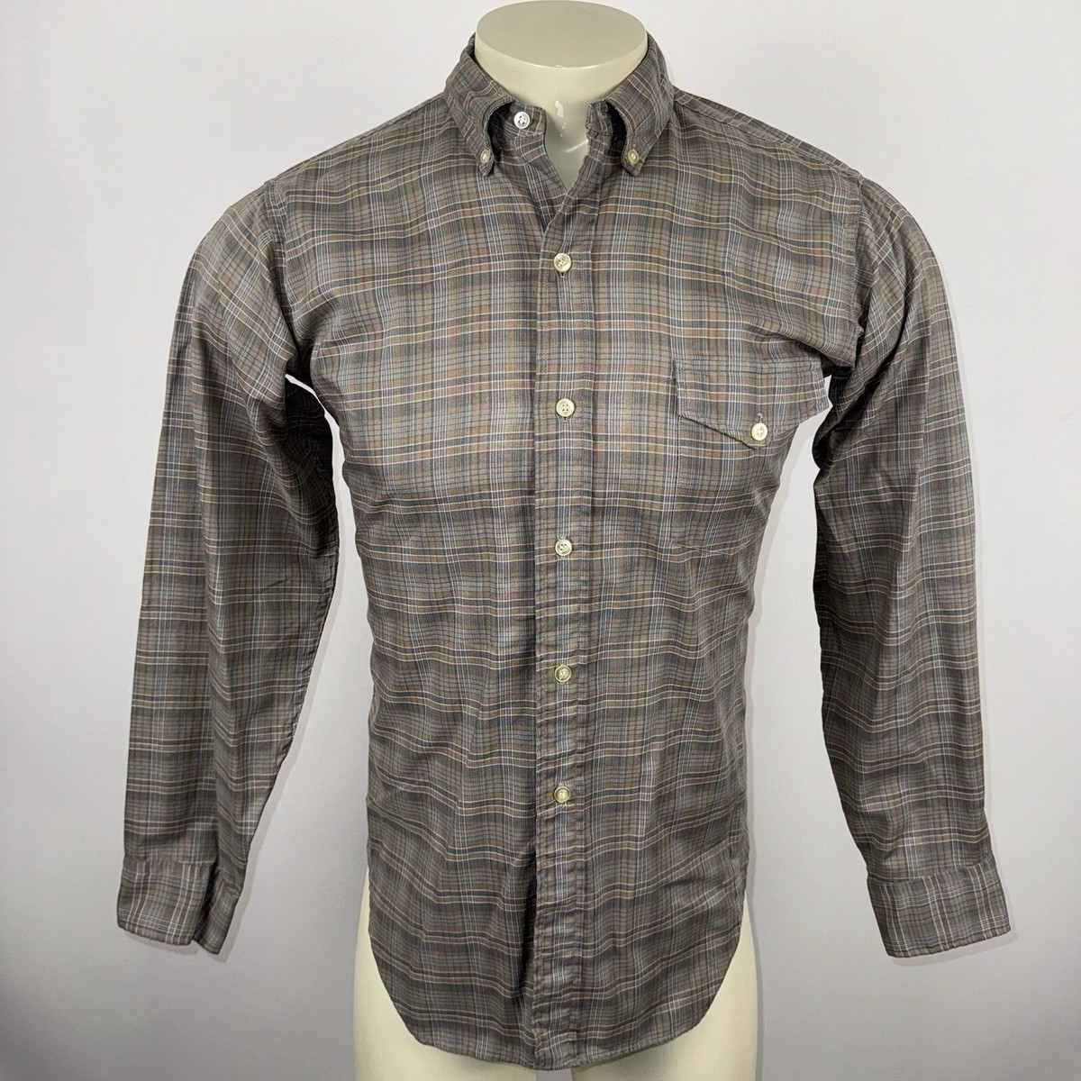 Vtg 50s 60s McGregor Shirt Mens Medium Golden Key Wash n Wear Gray