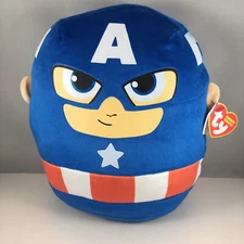 Ty Squish-A-Boos Squishy Beanie CAPTAIN AMERICA UK Exclusive Marvel Pillow Plush