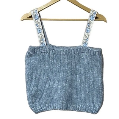 Mango Top Women s Large Blue Matilda Alpaca Blend Knitted Cropped NWT