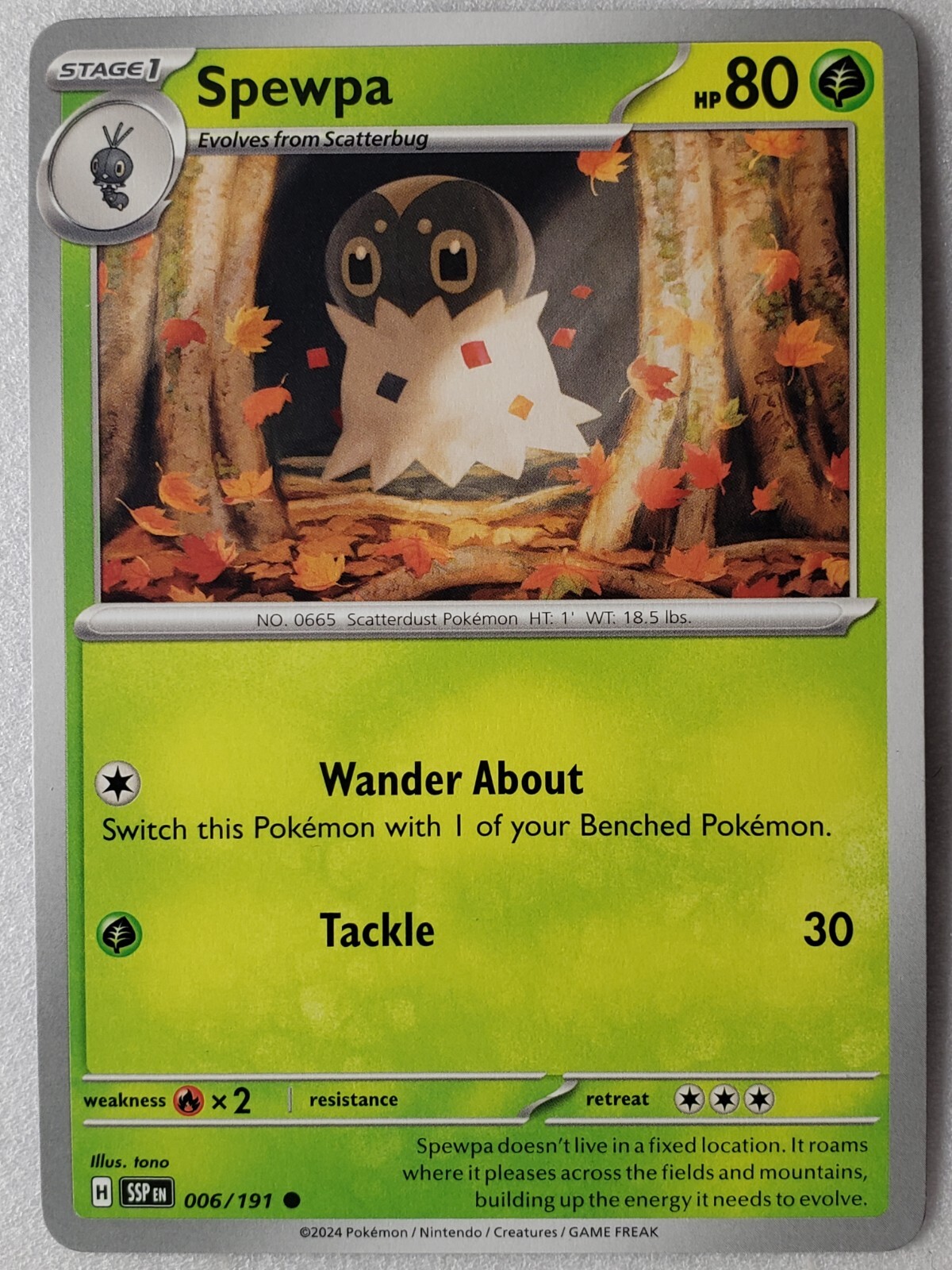 Spewpa 006/191 NM / M Surging Sparks Pokemon Card $2 Combined Ship
