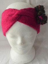 Made by me Handarbeit getwistetes Stirnband mit kleinen Bommeln -Neu