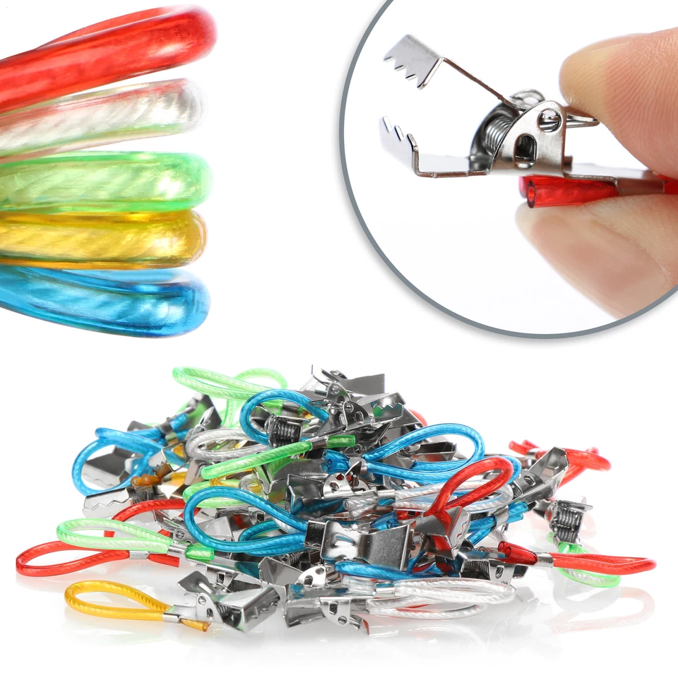 50x Handtuchhalter-Clips aus Kunststoff und verchromten Metall - bunte Klemmen - Bild 3 von 4