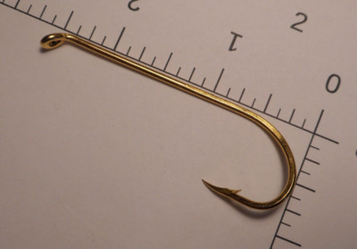 50 MUSTAD HOOKS 5/0 LONG SHANK Fly Tying/ RIG MAKING GOLDPLATED NORWAY 92614