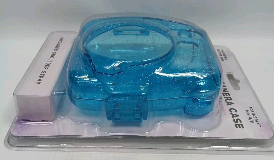 Estuche rígido brillante para mini cámara instantánea con correa para el hombro - azul Foto 4 de 4