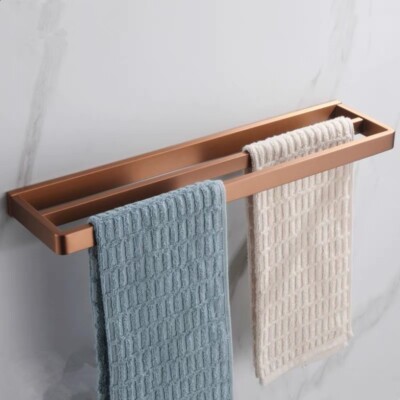 Brushed Rose Gold 20-Inch Double Towel Bars Stainless Steel Towel Holder  Rack UK