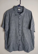 Columbia Shirt Mens Large Blue Under Exposure Yarn-Dye Short Sleeve Outdoors XXL