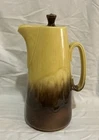 Vintage Hull USA Pottery Vibrant Yellow & Brown Pitcher W/ Lid Drip  11.5” Tall