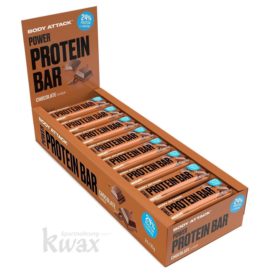 (EUR 33,20/kg) Body Attack - Power Protein Bar - 24 x 35g Karton