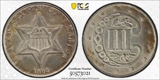 1862/1 Silver THREE CENT *PCGS AU* RARE Overdate *FAST FREE SHIPPING!!
