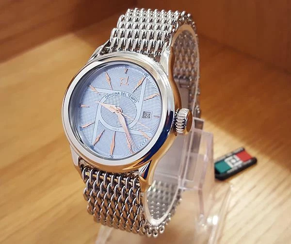 Mens Italian Officina Del Tempo Revolution Blue Face Steel Designer Watch NWOT - Image 3 of 4