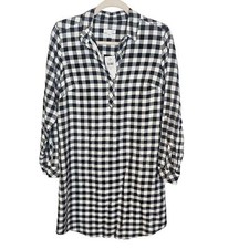 J Jill Dress Tunic Dress Shirt Dress Checkered Dress Long Sleeve Dress XS NEW