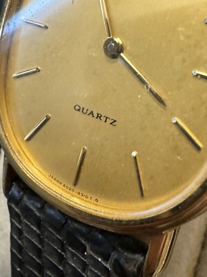 Seiko Lassale 6020-5679 Oval Face Gold Watch Super Thin | eBay display picture 3