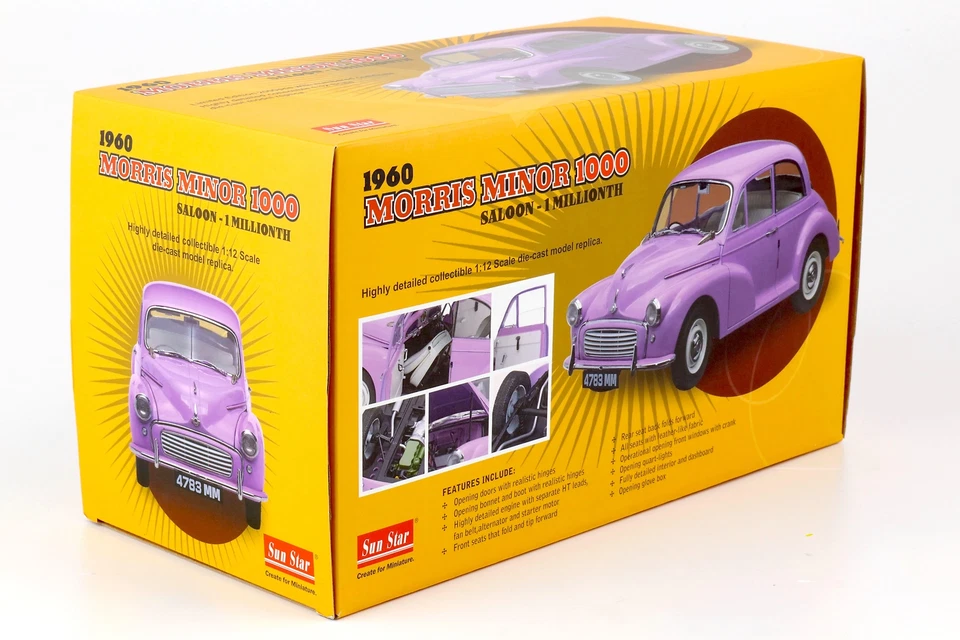 1:12 Sun Star 1960 Morris Minor 1000 Saloon - 1 Milionesimo Viola Chiaro 4783 - Immagine 4 di 4