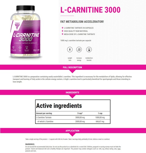 L-CARNITINE 3000 mg L-Carnitintartrat effektives Abnehmen und Fettabbau Pillen - Picture 4 of 10