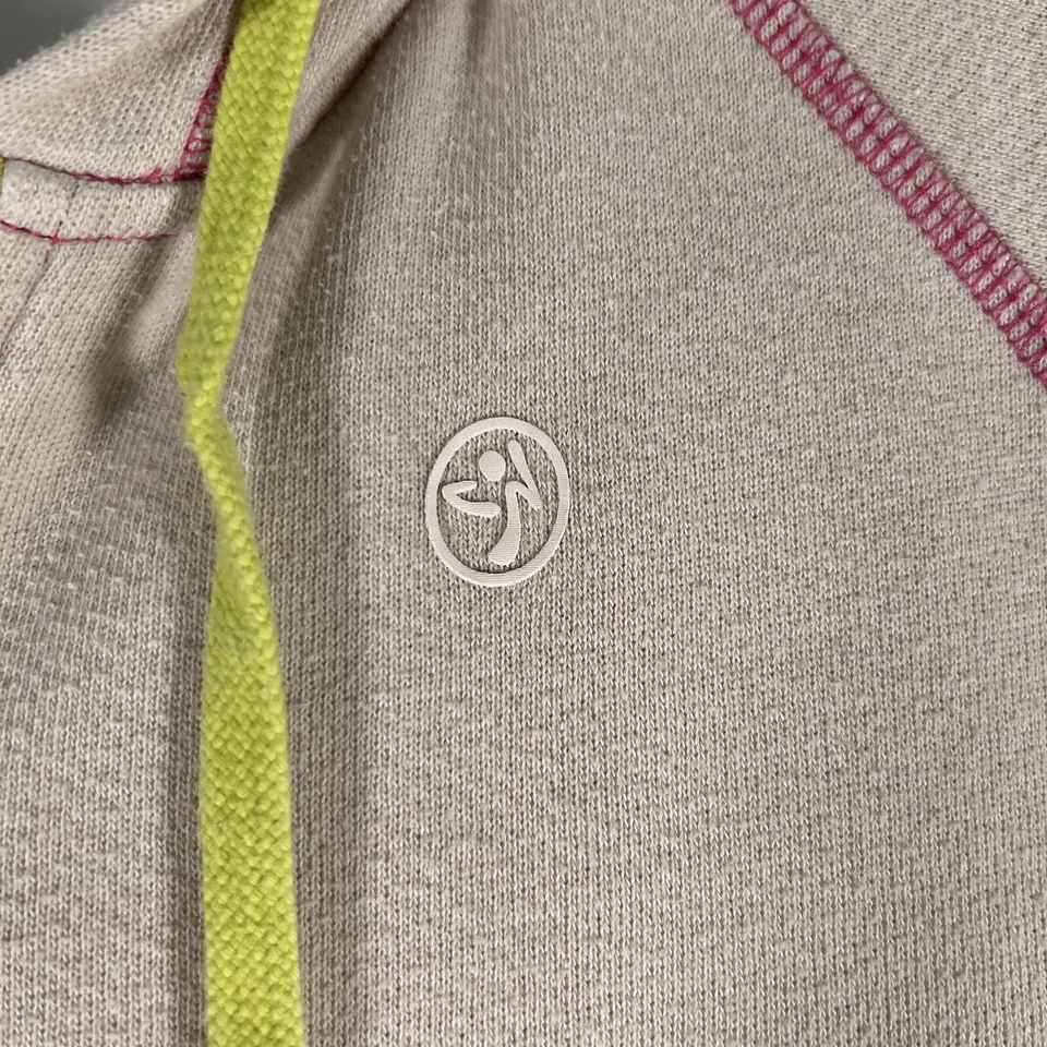 Sudadera con Capucha Zumba Para Mujer Mediana Blanca Púrpura Cremallera Completa Bolsillos con Cordón Mezcla de Algodón Foto 4 de 4