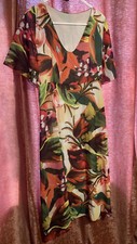 Fit & Flair, M, Rushed In The Back, MIDI, Elegant, Flutter Sleeves, Watercolor